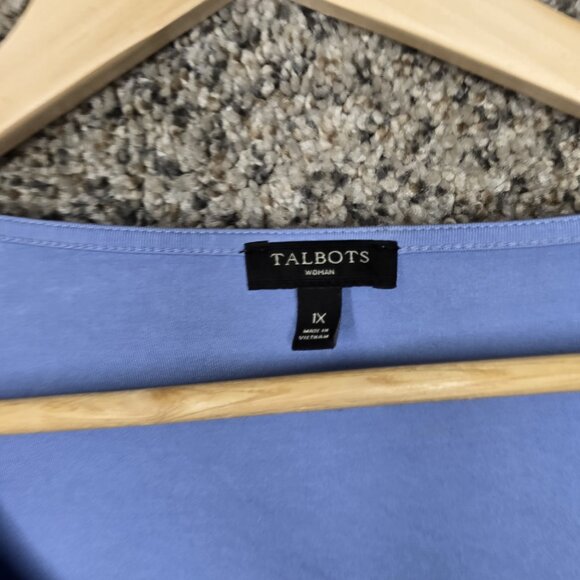 Talbots Top Womens Plus 1X Blue‎ Scoop Neck Short Sleeve Tee Stretch Casual - Picture 6 of 7